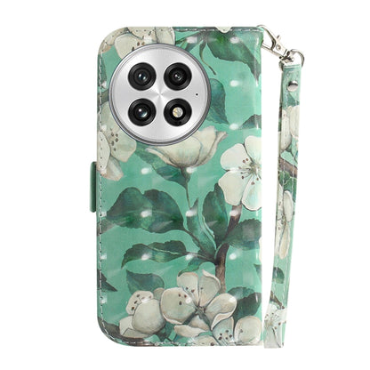 For OnePlus 13 3D Colored Flip Leather Phone Case(Watercolor Flower) - OnePlus Cases by buy2fix | Online Shopping UK | buy2fix