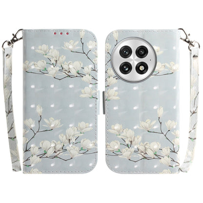 For OnePlus 13 3D Colored Flip Leather Phone Case(Magnolia) - OnePlus Cases by buy2fix | Online Shopping UK | buy2fix