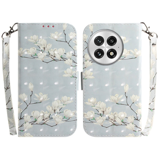 For OnePlus 13 3D Colored Flip Leather Phone Case(Magnolia) - OnePlus Cases by buy2fix | Online Shopping UK | buy2fix