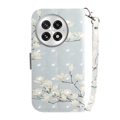 For OnePlus 13 3D Colored Flip Leather Phone Case(Magnolia) - OnePlus Cases by buy2fix | Online Shopping UK | buy2fix