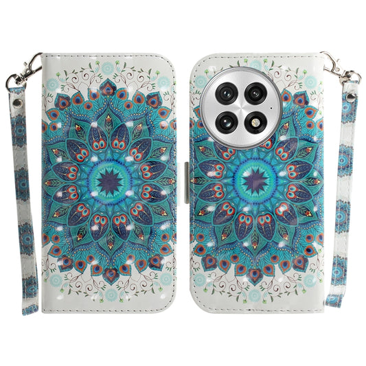 For OnePlus 13 3D Colored Flip Leather Phone Case(Peacock Wreath) - OnePlus Cases by buy2fix | Online Shopping UK | buy2fix