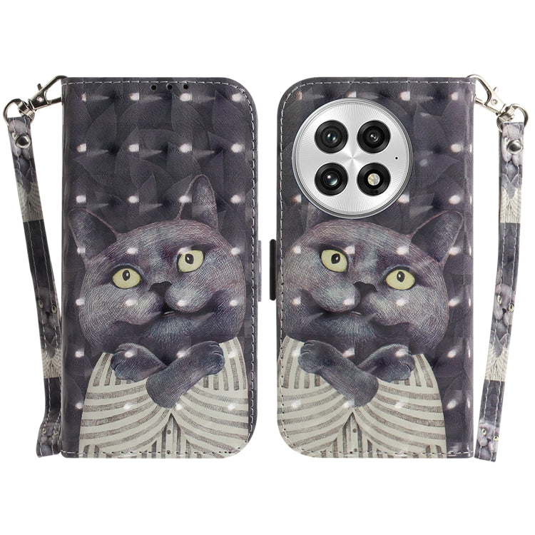 For OnePlus 13 3D Colored Flip Leather Phone Case(Hug Cat) - OnePlus Cases by buy2fix | Online Shopping UK | buy2fix