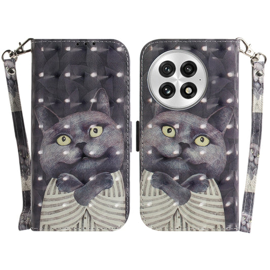 For OnePlus 13 3D Colored Flip Leather Phone Case(Hug Cat) - OnePlus Cases by buy2fix | Online Shopping UK | buy2fix