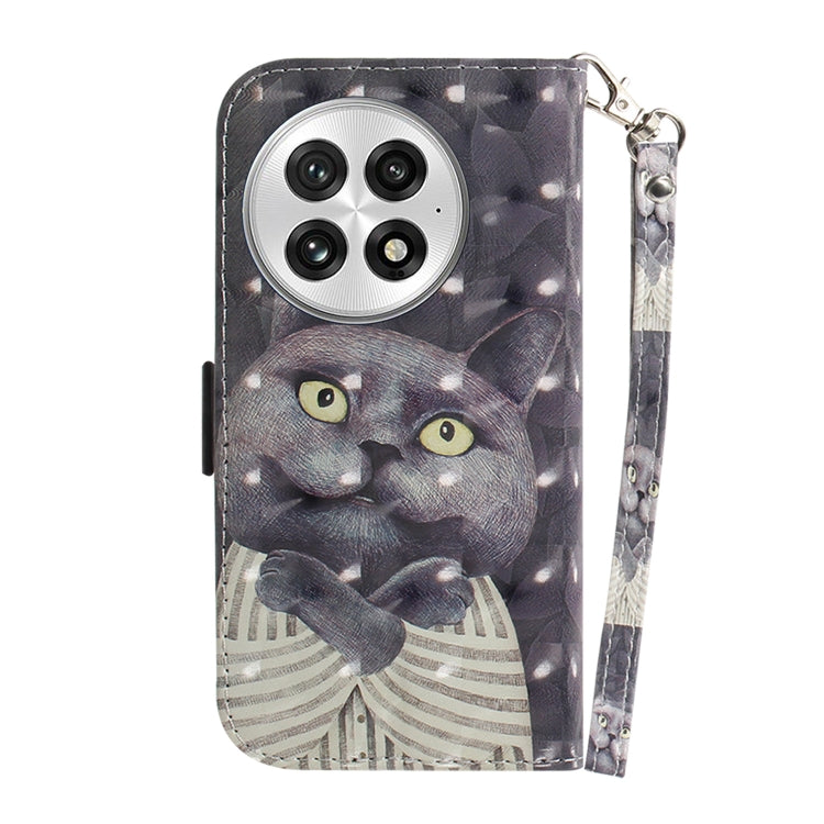 For OnePlus 13 3D Colored Flip Leather Phone Case(Hug Cat) - OnePlus Cases by buy2fix | Online Shopping UK | buy2fix