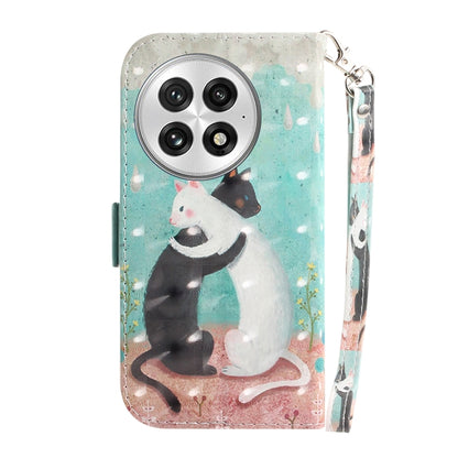 For OnePlus 13 3D Colored Flip Leather Phone Case(Black White Cat) - OnePlus Cases by buy2fix | Online Shopping UK | buy2fix