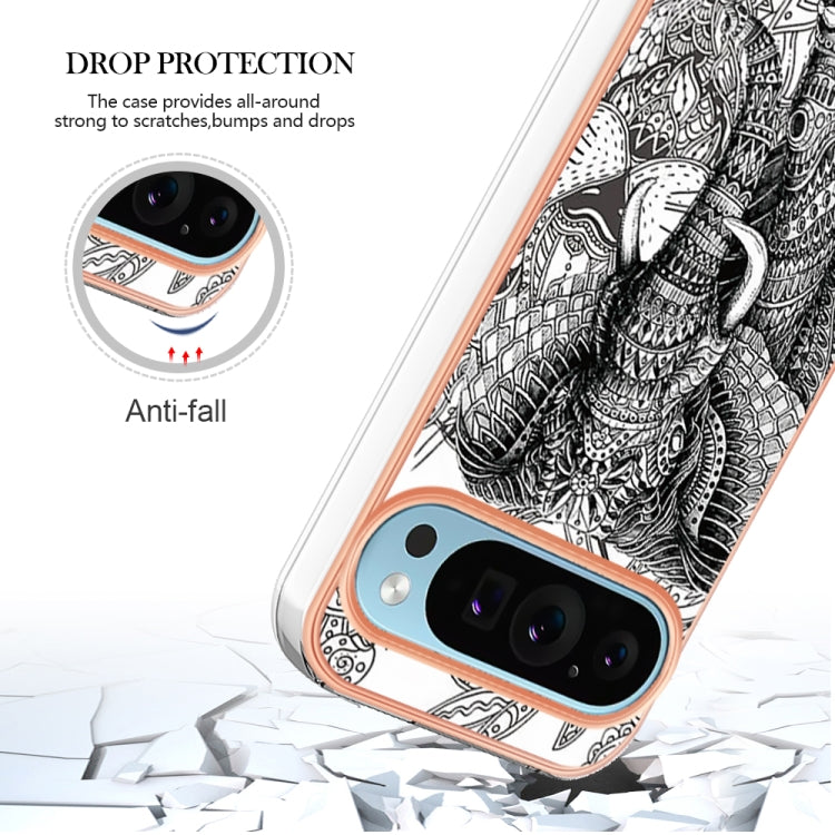 For Google Pixel 9 / 9 Pro Electroplating Dual-side IMD Phone Case(Totem Elephant) by buy2fix