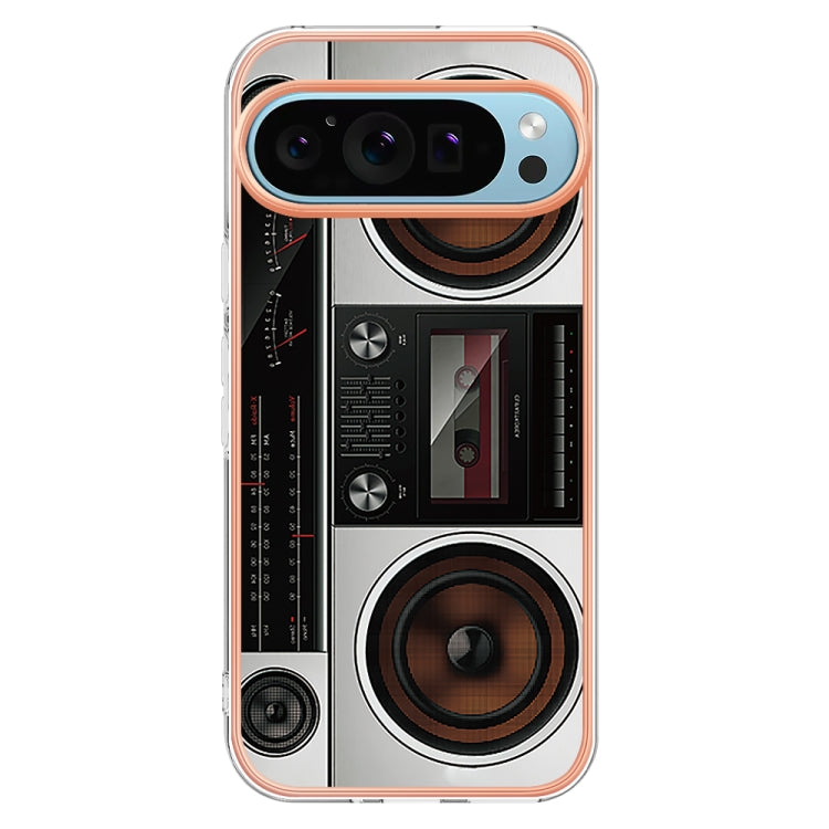For Google Pixel 9 / 9 Pro Electroplating Dual-side IMD Phone Case(Retro Radio) by buy2fix
