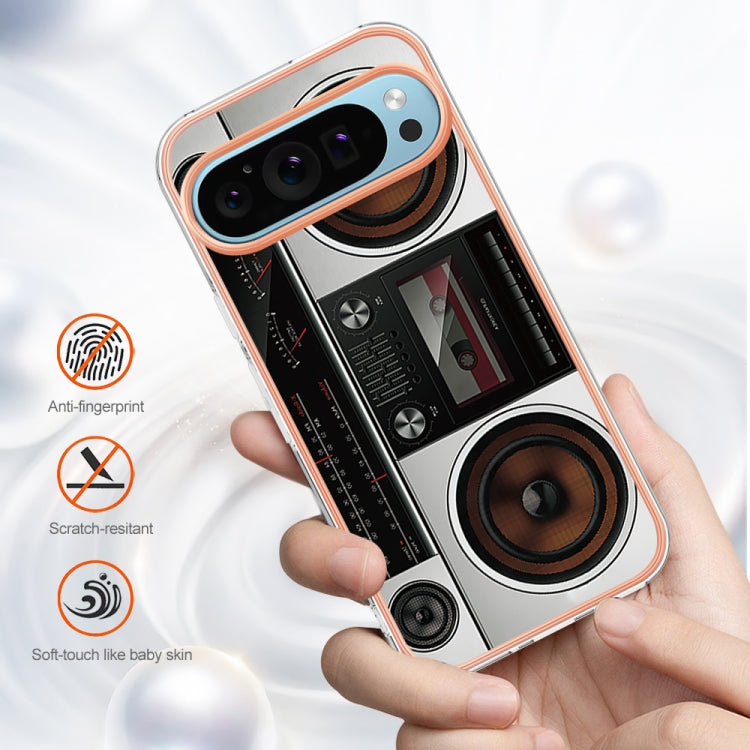 For Google Pixel 9 / 9 Pro Electroplating Dual-side IMD Phone Case(Retro Radio) by buy2fix