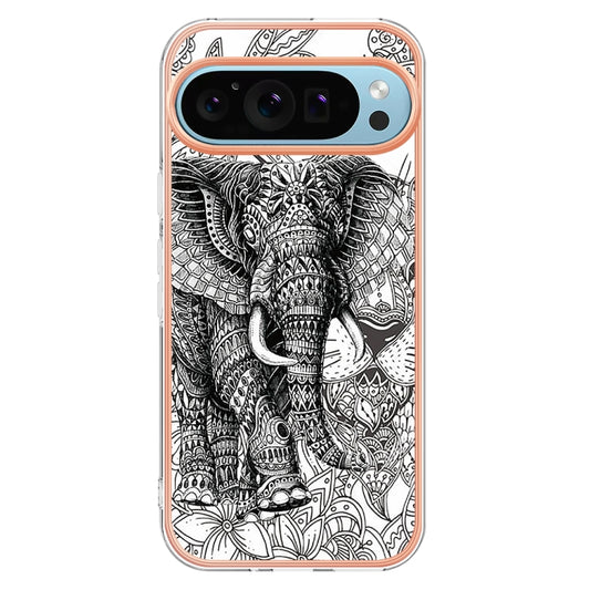 For Google Pixel 9 Pro XL Electroplating Dual-side IMD Phone Case(Totem Elephant) by buy2fix