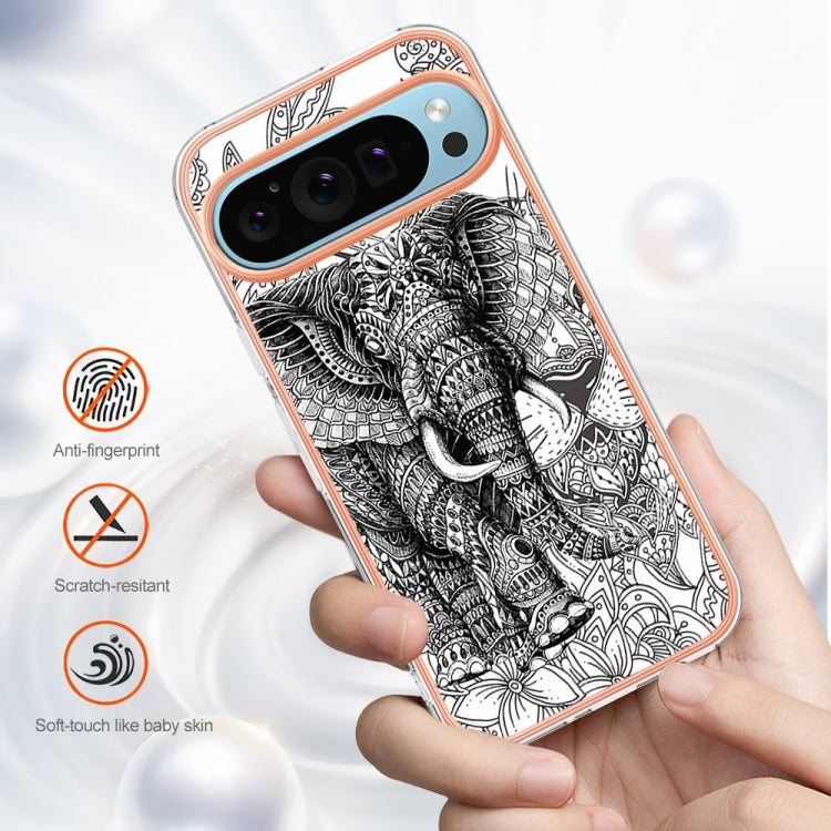 For Google Pixel 9 Pro XL Electroplating Dual-side IMD Phone Case(Totem Elephant) by buy2fix
