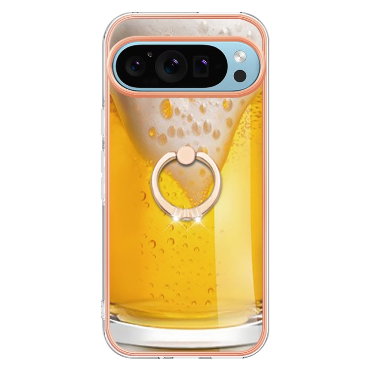 For Google Pixel 9 Pro XL Electroplating Dual-side IMD Phone Case with Ring Holder(Draft Beer) by buy2fix