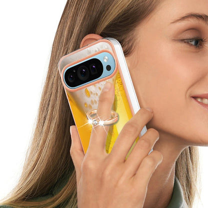 For Google Pixel 9 Pro XL Electroplating Dual-side IMD Phone Case with Ring Holder(Draft Beer) by buy2fix