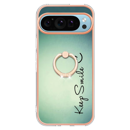 For Google Pixel 9 / 9 Pro Electroplating Dual-side IMD Phone Case with Ring Holder(Smile) by buy2fix