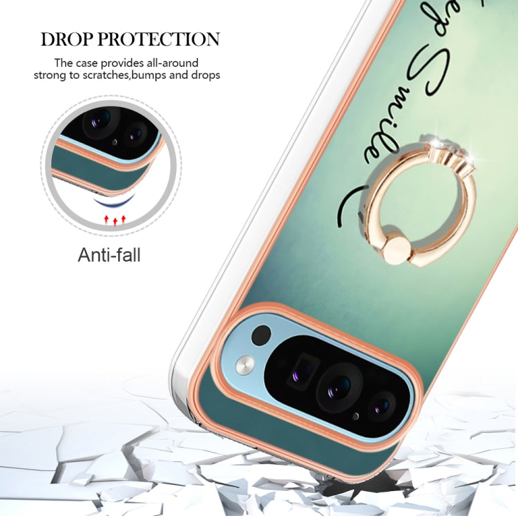 For Google Pixel 9 / 9 Pro Electroplating Dual-side IMD Phone Case with Ring Holder(Smile) by buy2fix