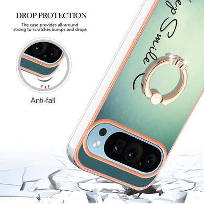 For Google Pixel 9 / 9 Pro Electroplating Dual-side IMD Phone Case with Ring Holder(Smile) by buy2fix