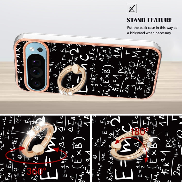 For Google Pixel 9 / 9 Pro Electroplating Dual-side IMD Phone Case with Ring Holder(Equation) by buy2fix