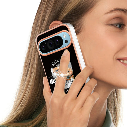 For Google Pixel 9 / 9 Pro Electroplating Dual-side IMD Phone Case with Ring Holder(Natural Growth) by buy2fix