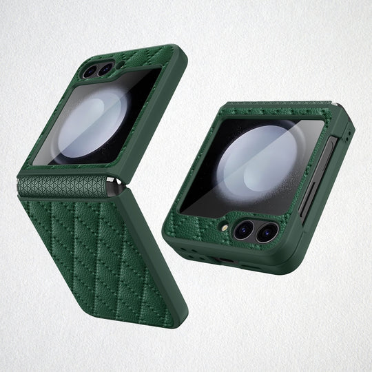 For Samsung Galaxy Z Flip7 FE / Flip6 Diamond Lattice Hinge Phone Case(Green)