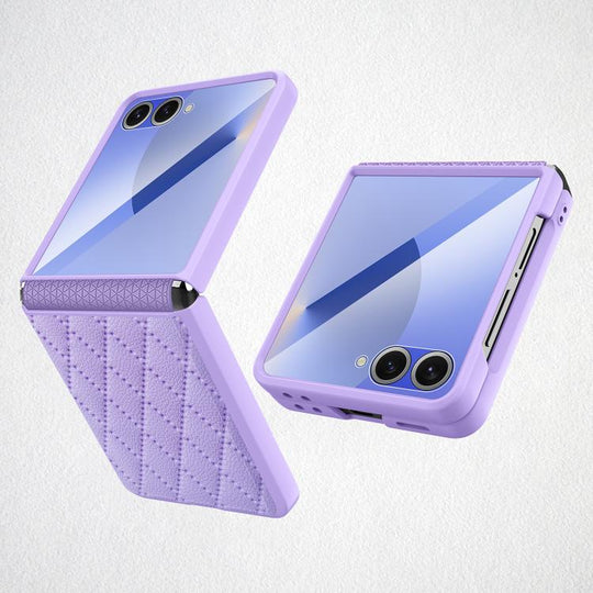 For Samsung Galaxy Z Flip7 5G Diamond Lattice Hinge Phone Case(Purple)