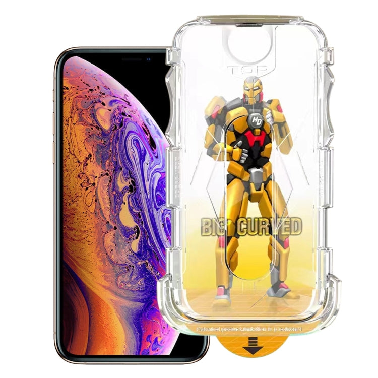 For iPhone X / XS Easy Install Dust-proof Armor Tempered Glass Film by buy2fix