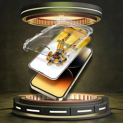 For iPhone 14 / 13 / 13 Pro Easy Install Dust-proof Armor Tempered Glass Film by buy2fix