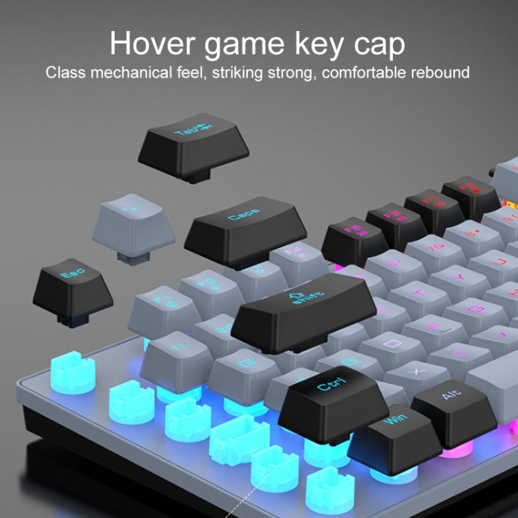 XUNFOX K10 87-Keys Rainbow Blacklit USB Wired Gaming Keyboard, Cable Length: 1.5m(Grey Black) by buy2fix