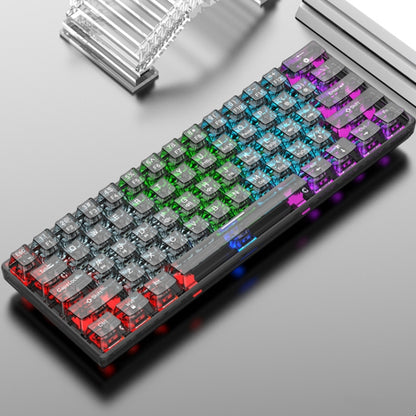 XUNFOX K30 Transparent 61-Keys Blacklit Wired Mechanical Keyboard, Cable Length: 1.5m(Black) by buy2fix