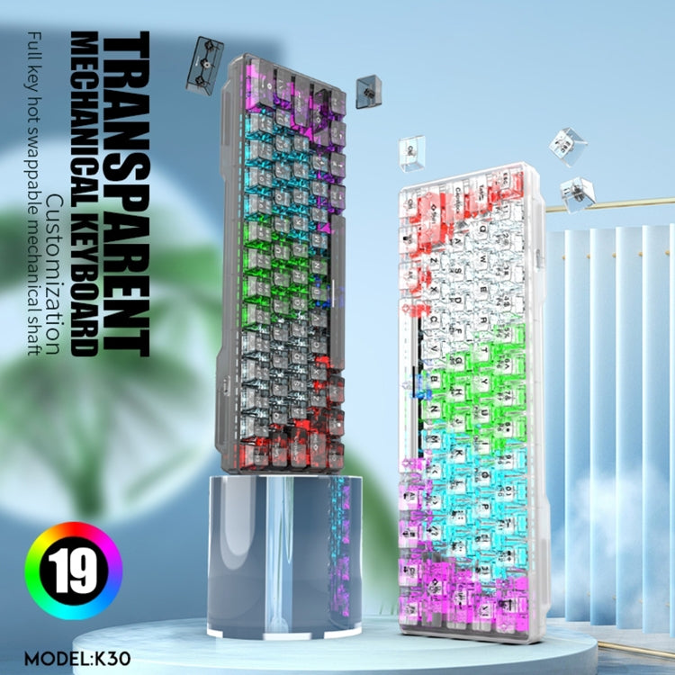 XUNFOX K30 Transparent 61-Keys Blacklit Wired Mechanical Keyboard, Cable Length: 1.5m(Black) by buy2fix