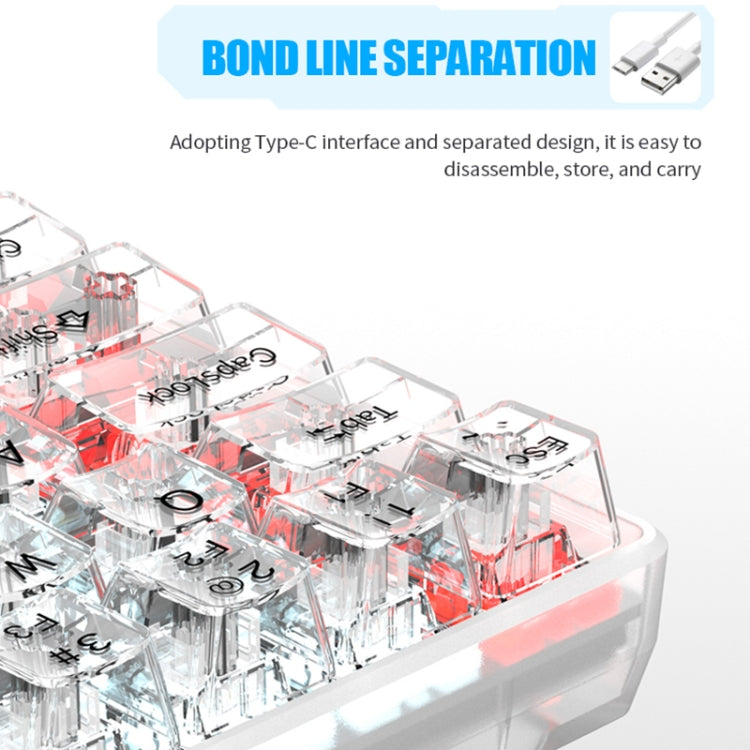 XUNFOX K30 Transparent 61-Keys Blacklit Wired Mechanical Keyboard, Cable Length: 1.5m(Black) by buy2fix