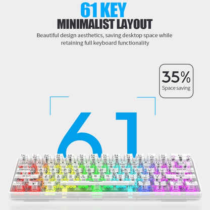 XUNFOX K30 Pro 2.4G + BT + Wired Transparent 61-Keys Mechanical White Axis Keyboard(Black) by buy2fix