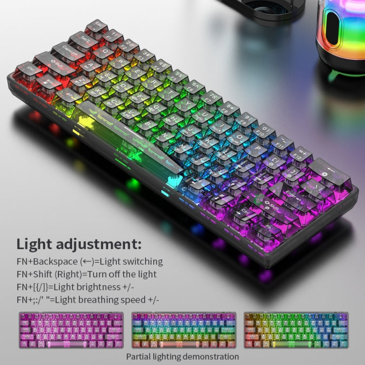 XUNFOX K30 Pro 2.4G + BT + Wired Transparent 61-Keys Mechanical White Axis Keyboard(Black) by buy2fix