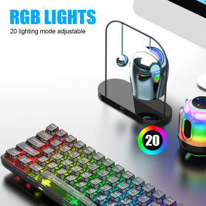 XUNFOX K30 Pro 2.4G + BT + Wired Transparent 61-Keys Mechanical White Axis Keyboard(White) by buy2fix