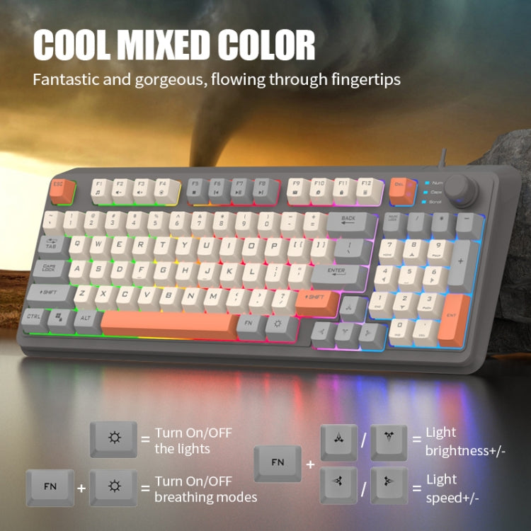 XUNFOX K82 Three-colors 94-Keys Blacklit USB Wired Gaming Keyboard, Cable Length: 1.5m(Bee) by buy2fix