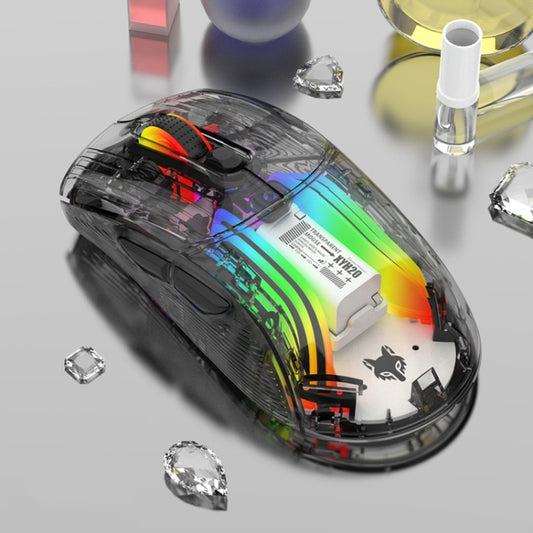 XUNFOX XYH20RGB 2.4G + BT + Wired Transparent 2400DPI RGB Light Gaming Mouse(Black) by buy2fix