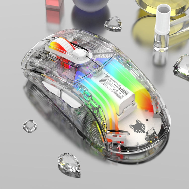 XUNFOX XYH20RGB 2.4G + BT + Wired Transparent 2400DPI RGB Light Gaming Mouse(White) by buy2fix