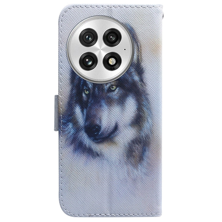 For OnePlus 13 Coloured Drawing Flip Leather Phone Case(White Wolf) - OnePlus Cases by buy2fix | Online Shopping UK | buy2fix