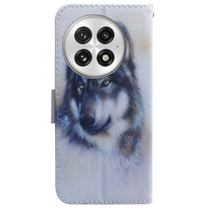 For OnePlus 13 Coloured Drawing Flip Leather Phone Case(White Wolf) - OnePlus Cases by buy2fix | Online Shopping UK | buy2fix