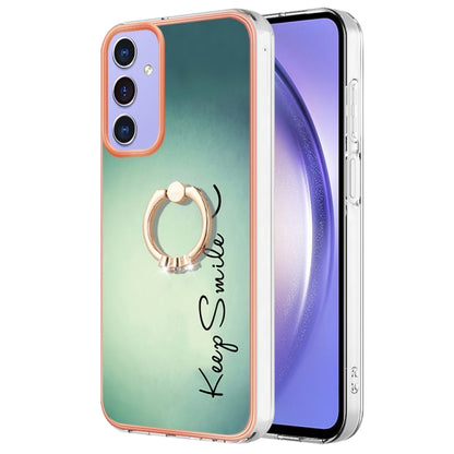 For Samsung Galaxy A15 5G Electroplating Dual-side IMD Phone Case with Ring Holder(Smile) by buy2fix