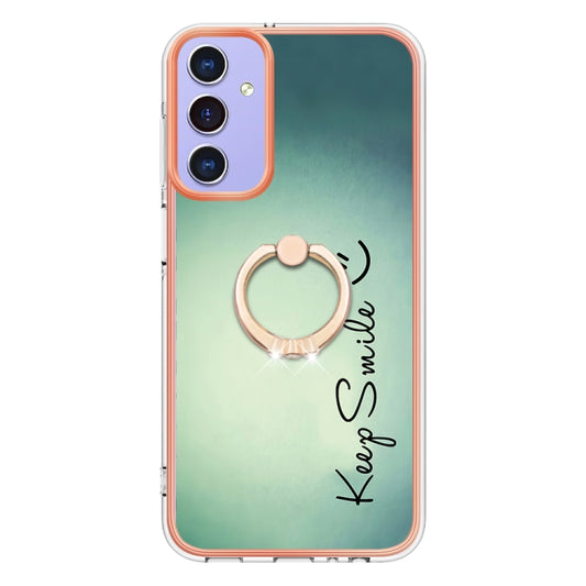 For Samsung Galaxy A15 5G Electroplating Dual-side IMD Phone Case with Ring Holder(Smile) by buy2fix