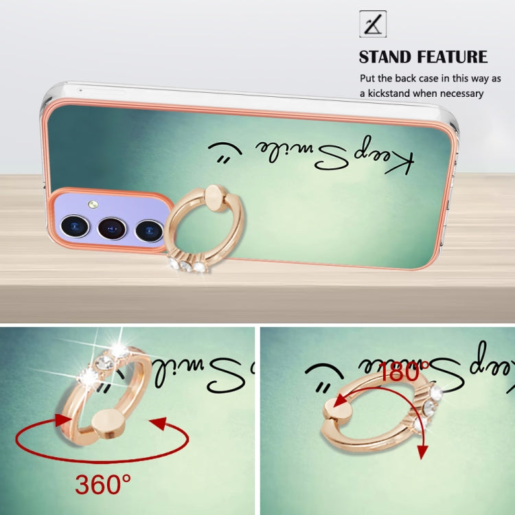 For Samsung Galaxy A15 5G Electroplating Dual-side IMD Phone Case with Ring Holder(Smile) by buy2fix