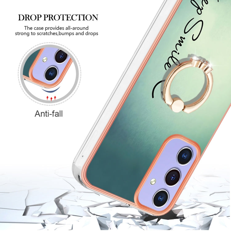 For Samsung Galaxy A15 5G Electroplating Dual-side IMD Phone Case with Ring Holder(Smile) by buy2fix