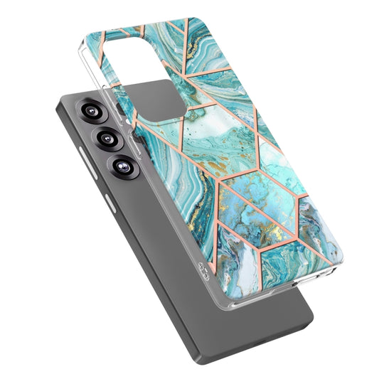 For Samsung Galaxy S25 Ultra 5G Electroplating Splicing Marble TPU Phone Case(Blue) by buy2fix