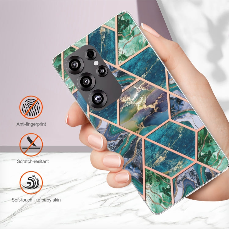 For Samsung Galaxy S25 Ultra 5G Electroplating Splicing Marble TPU Phone Case(Blue Green) by buy2fix