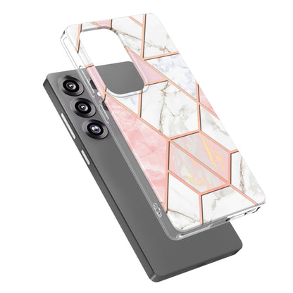 For Samsung Galaxy S25 Ultra 5G Electroplating Splicing Marble TPU Phone Case(Pink White) by buy2fix