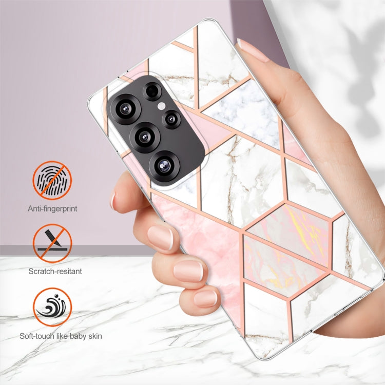For Samsung Galaxy S25 Ultra 5G Electroplating Splicing Marble TPU Phone Case(Pink White) by buy2fix