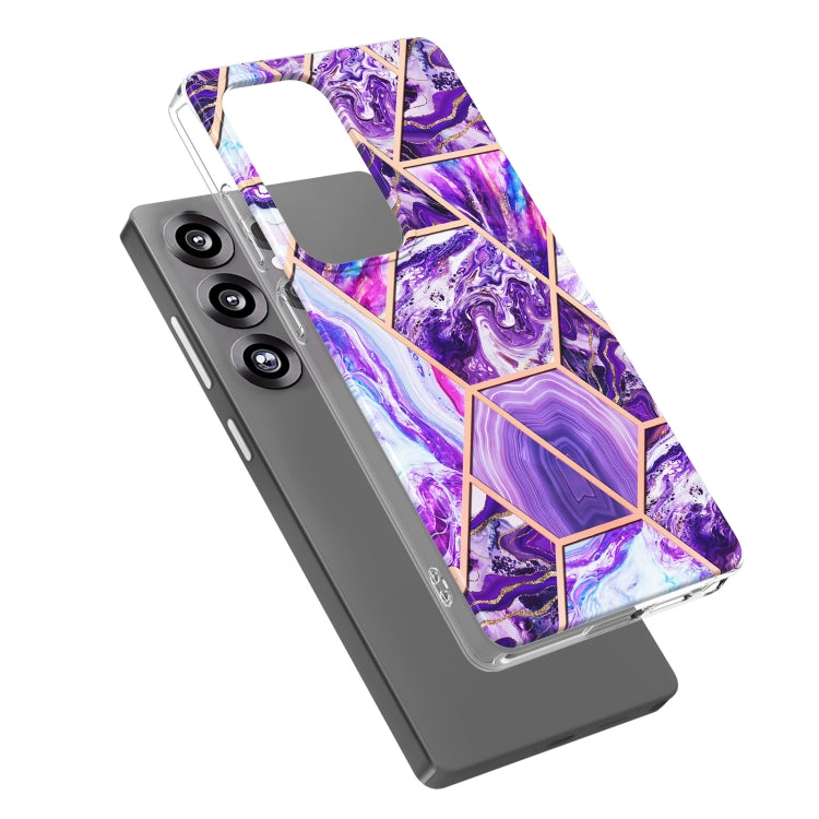 For Samsung Galaxy S25 Ultra 5G Electroplating Splicing Marble TPU Phone Case(Dark Purple) by buy2fix