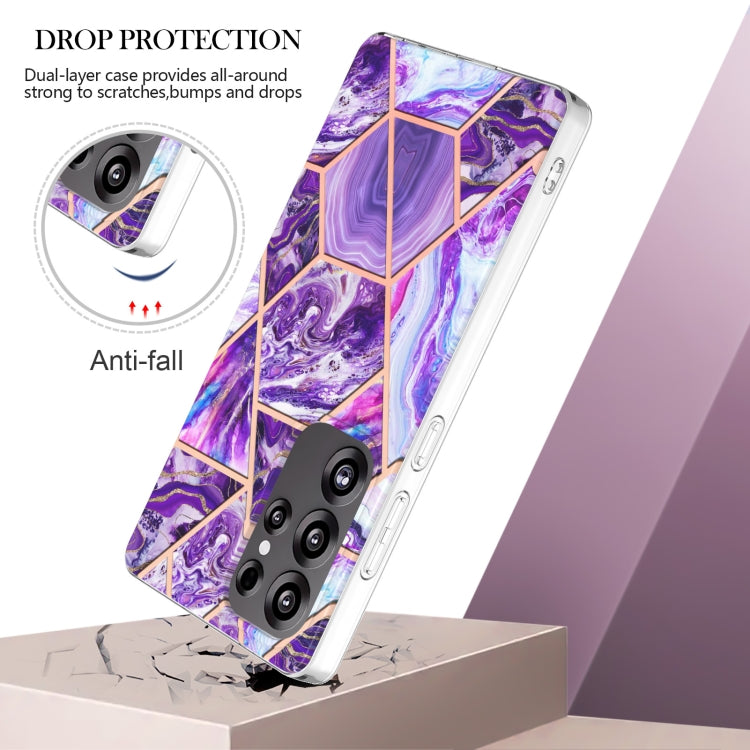 For Samsung Galaxy S25 Ultra 5G Electroplating Splicing Marble TPU Phone Case(Dark Purple) by buy2fix