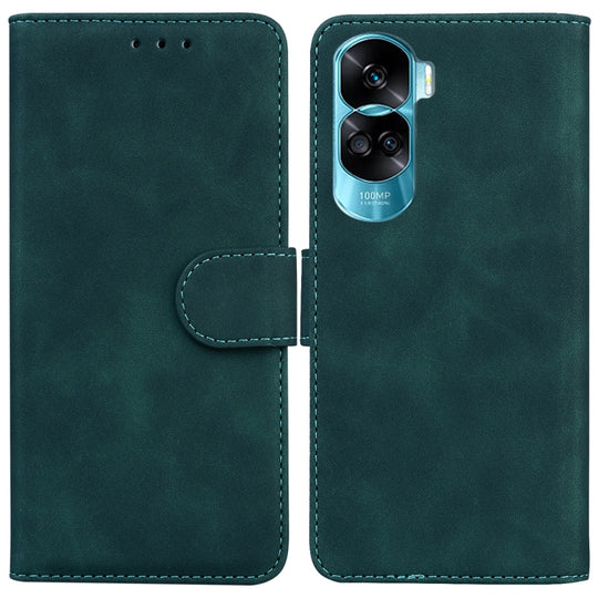 For Honor 90 Lite Skin Feel Pure Color Flip Leather Phone Case(Green)