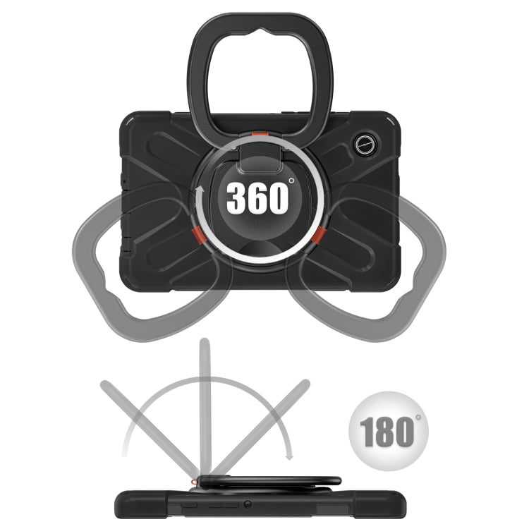 For Samsung Galaxy Tab A9 Silicone Hybrid PC Tablet Case with Holder & Shoulder Strap(Black) - Galaxy Tab A9 by buy2fix | Online Shopping UK | buy2fix