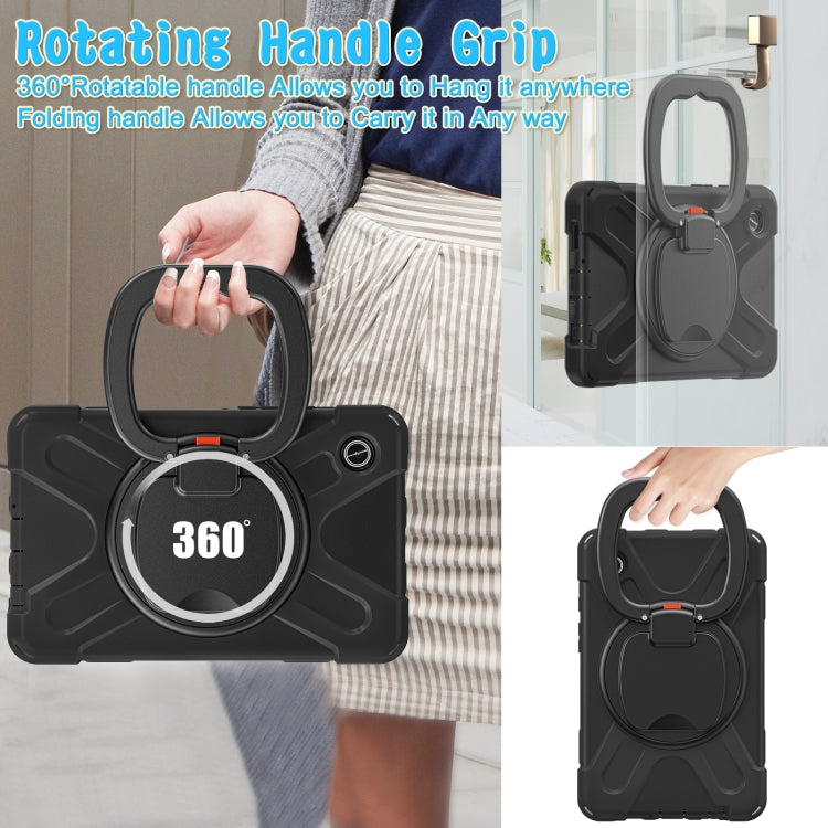 For Samsung Galaxy Tab A9 Silicone Hybrid PC Tablet Case with Holder & Shoulder Strap(Black) - Galaxy Tab A9 by buy2fix | Online Shopping UK | buy2fix